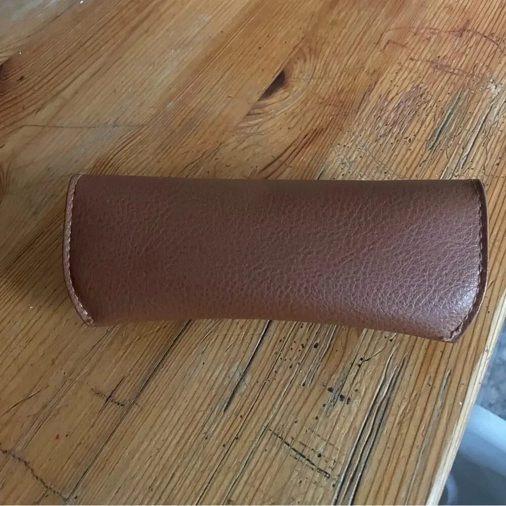 Ray Ban Brown Leather Sunglasses Case with Minimalist Design (CASE ONLY)
